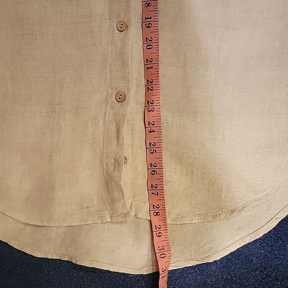 Boston Proper Sleeveless Beige Linen Button-Down Shirt Sz M - Picture 9 of 13